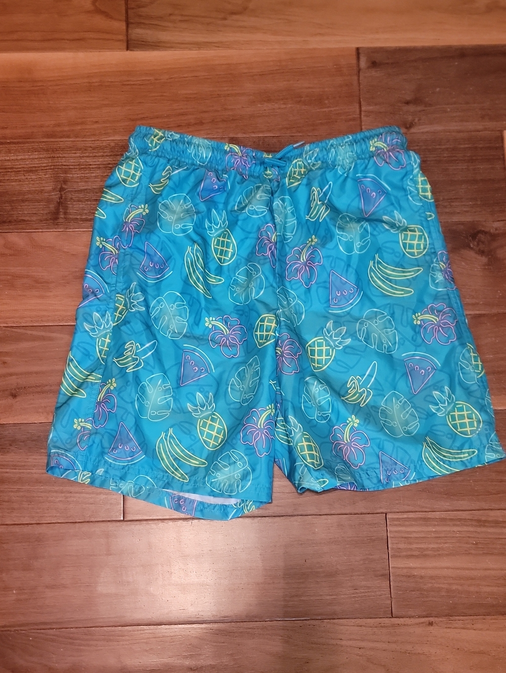 Turquoise Tropical Print Swim Shorts
